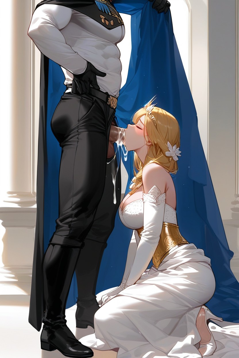 Cum Dripping From Princess Mouth, 2 Personas, Giving A Blowjob To Man Porno gay IA