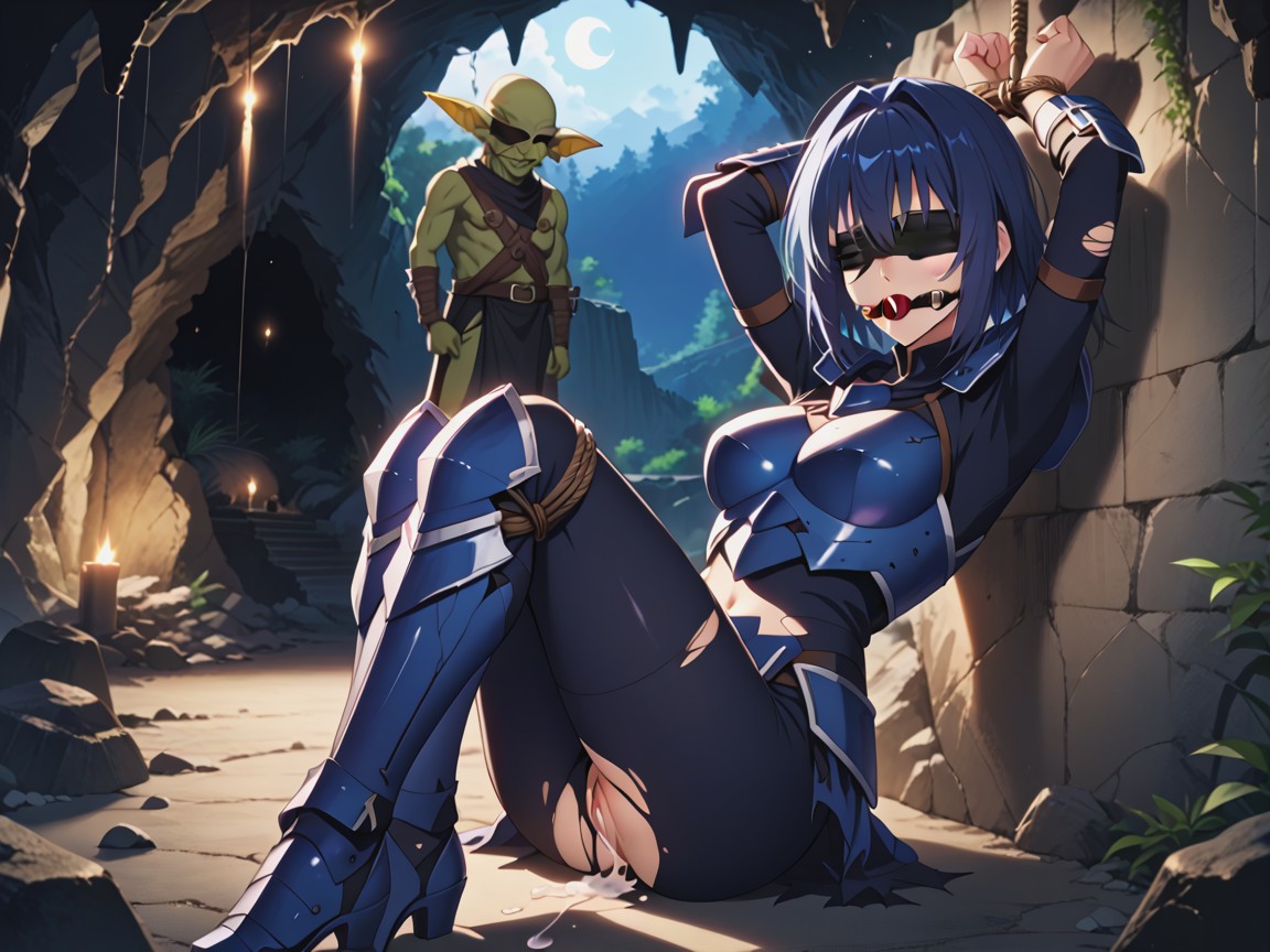 Night, Female Blindfold, Cave Hentai AI Porn