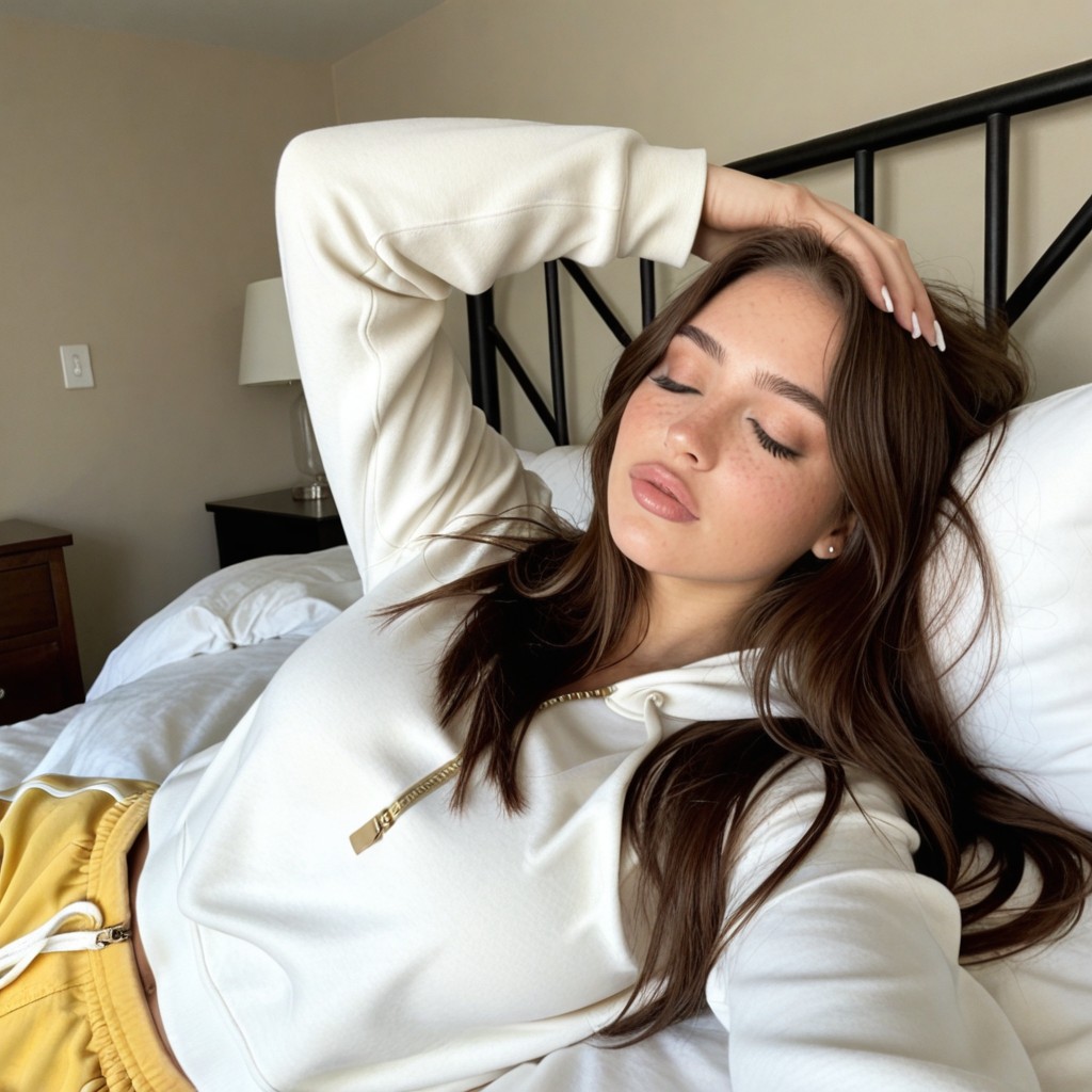 Hourglass, Head Resting On Bed, Laying AI Porn