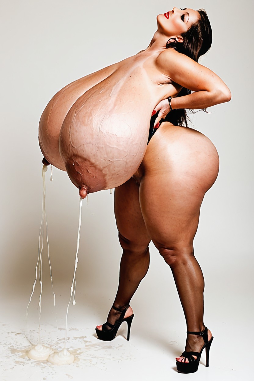 Wide Cleavage, Lactating, Massive Saggy Veiny Breasts Porno IA