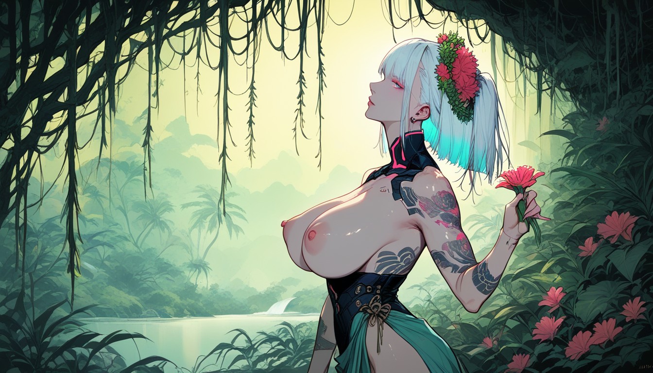 Hyper Realism, Huge Breasts, Side View Hentai AI Porn