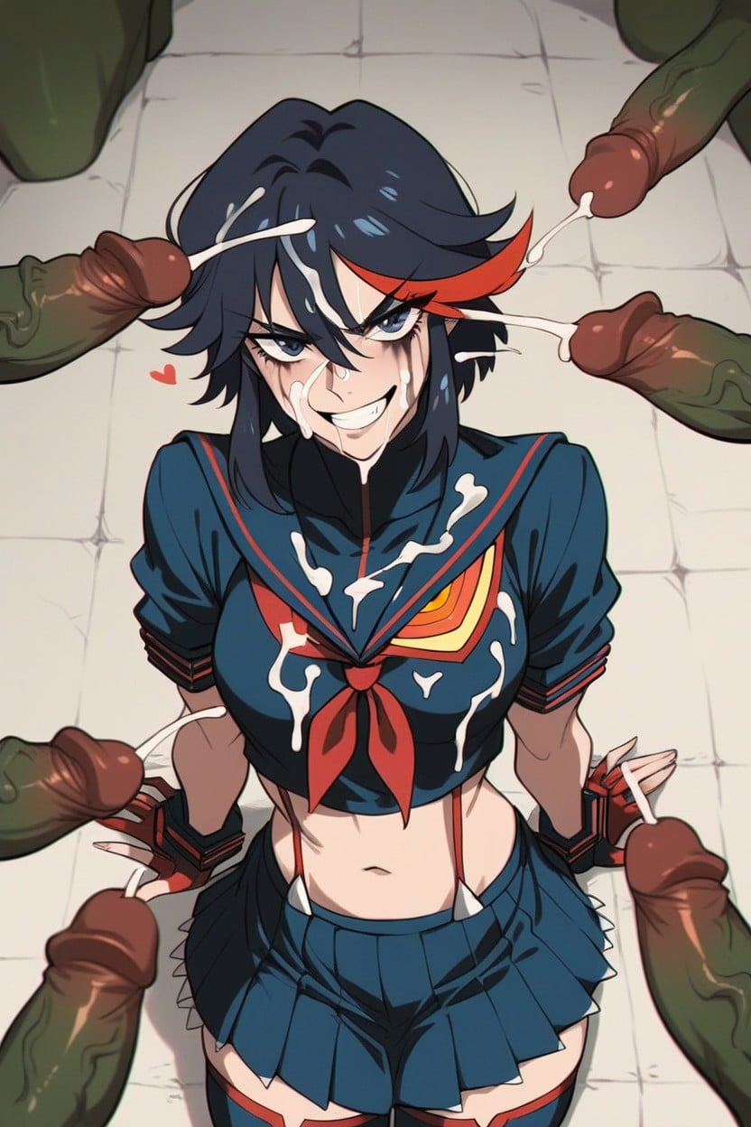Red Ribbon, Bukkake, Small Breasts Hentai AI Porn