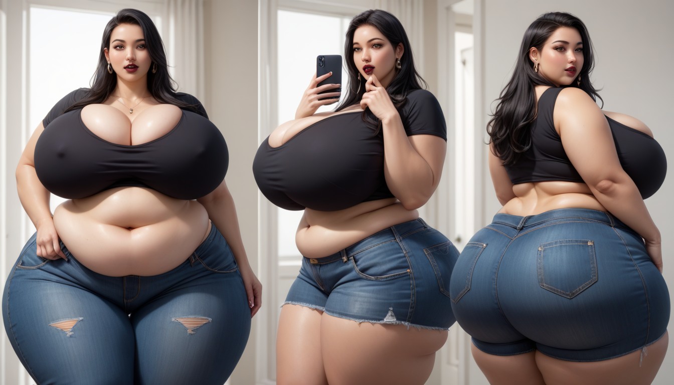 The Most Mega Ultra Hyper Enlarging Ultra Fat Breasts Expansion, Extremely Large Ass, Selfie BBW AI Porn