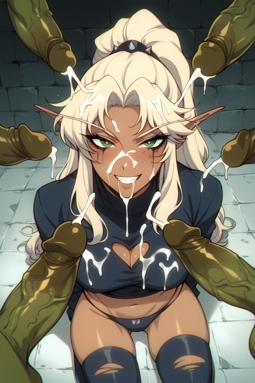Navy Thigh Highs, Medium Breast, Surrounded By Orc Hentai AI Porn