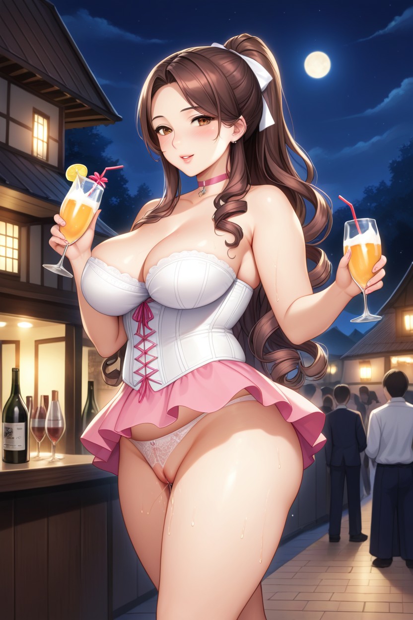 Nighttime, Beautiful Face, White Panties Hentai AI Porn
