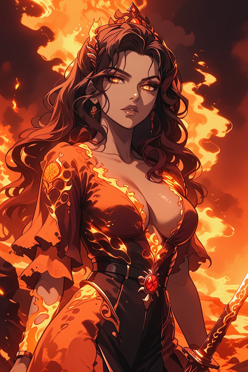Fantasy Art Style, Fierce Regal Expression, Standing In Battle-ready Pose Hentai AI Porn