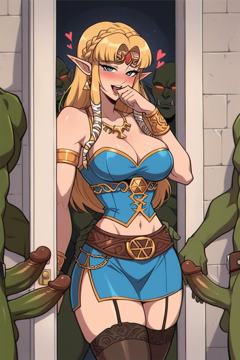 Embarrased But Horny, Garter Belt, Standing In Door Frame Seductively Hentai AI Porn
