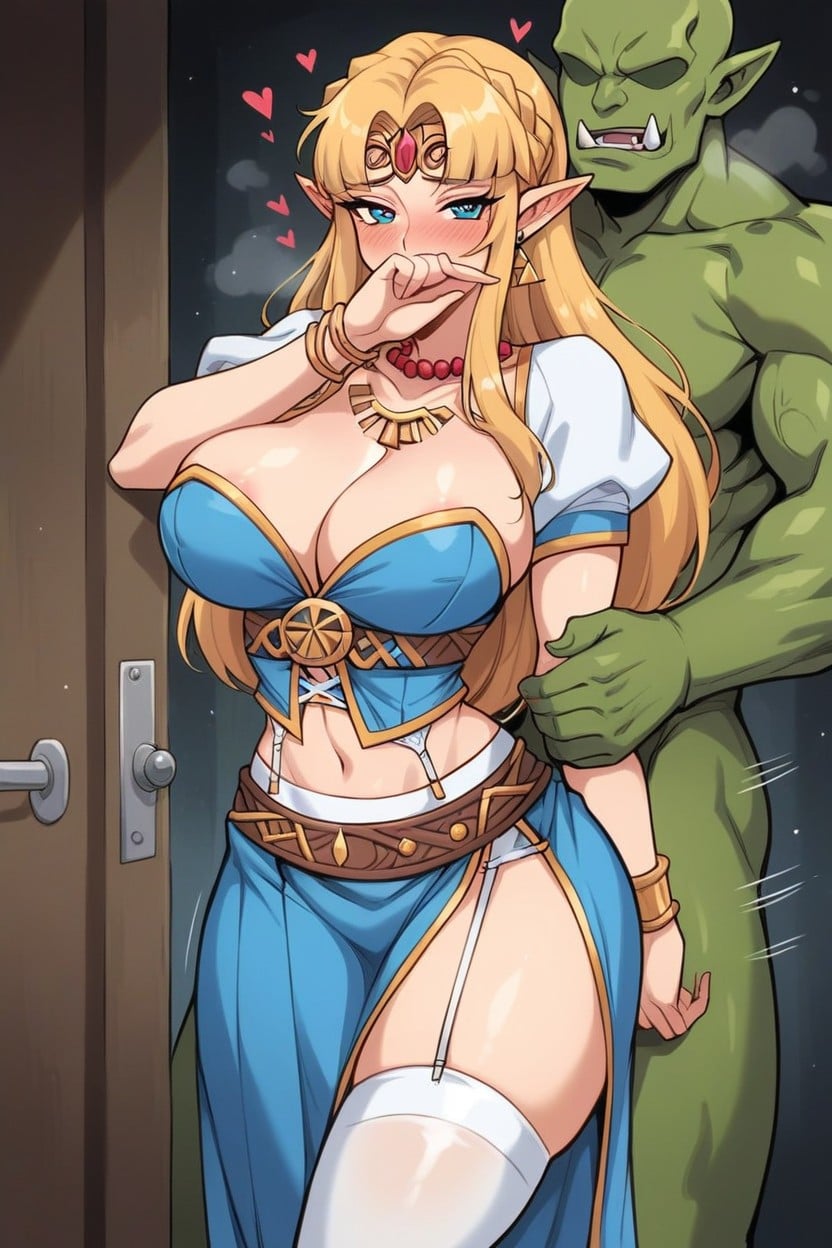 Being Fucked From Behind By The Orcs, Excited Horny Face, Standing In Door Frame Seductively Hentai AI Porn