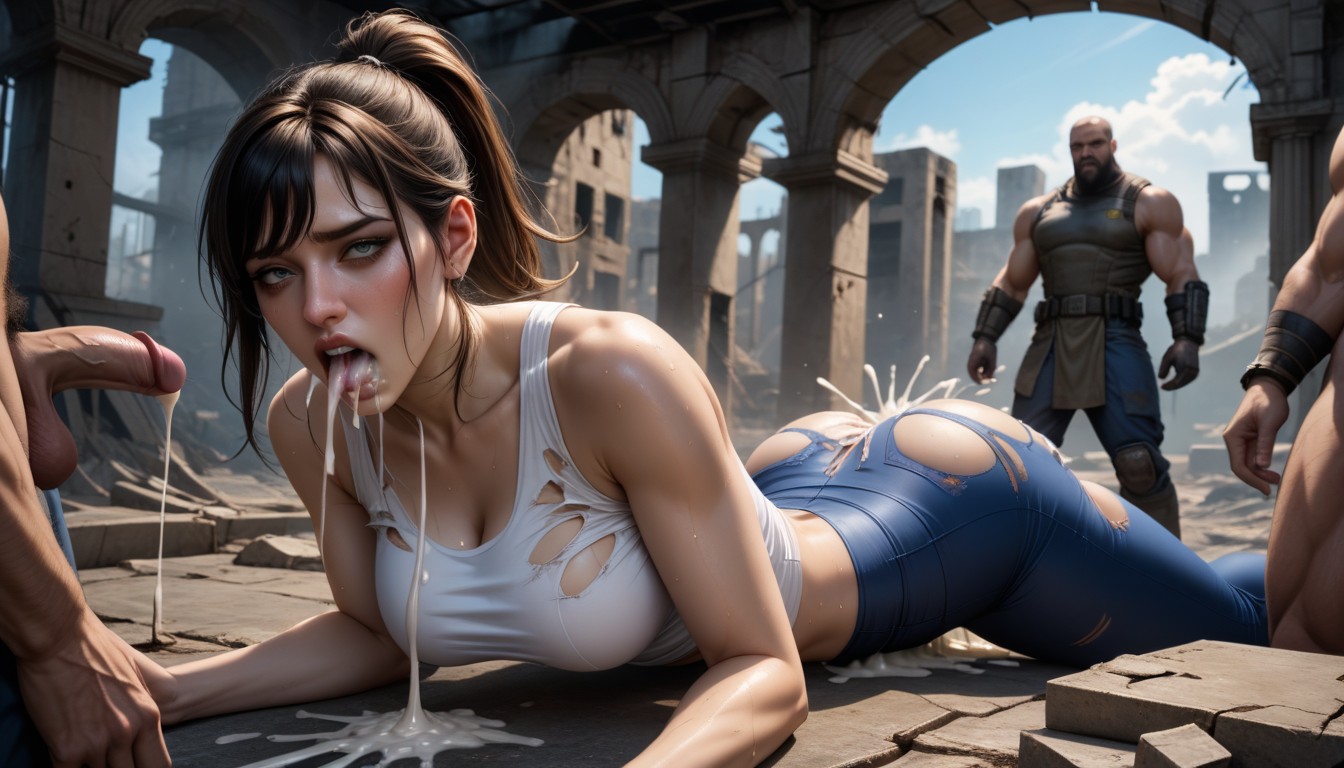 Fucked Doggy Style, Tight Blue Pants, Full Lips AI Porn