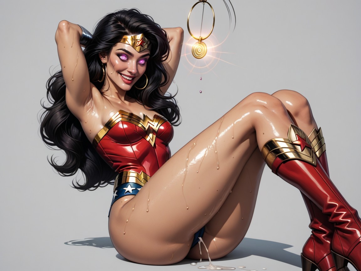 Wonder Woman's Tiara, Large Cartoonish Eyes, Arched Eyebrows Hentai AI Porn