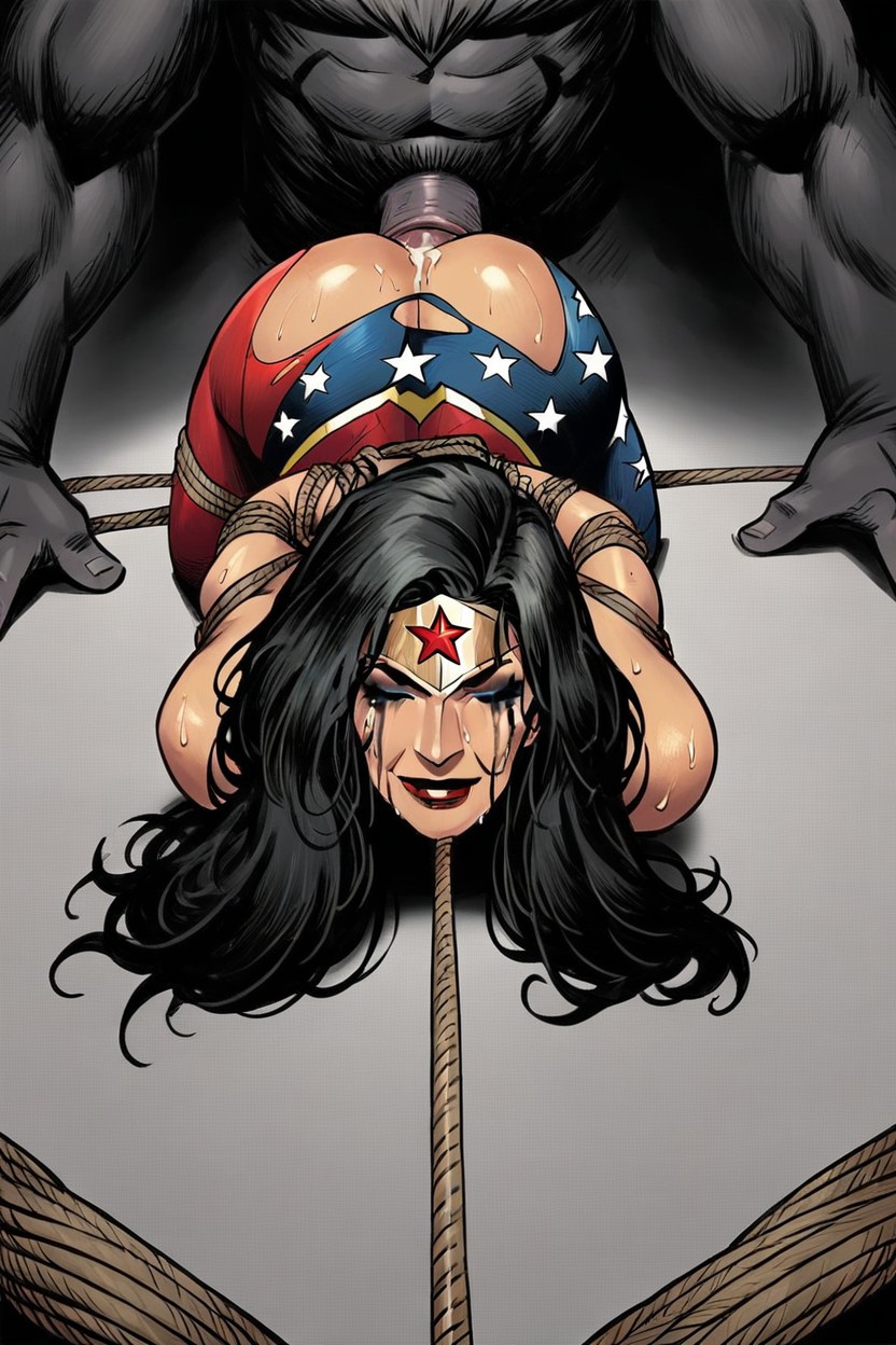 Laying On Stomach Facing Viewer, Viewer In Front Of Woman, Wonder Woman AI Porn