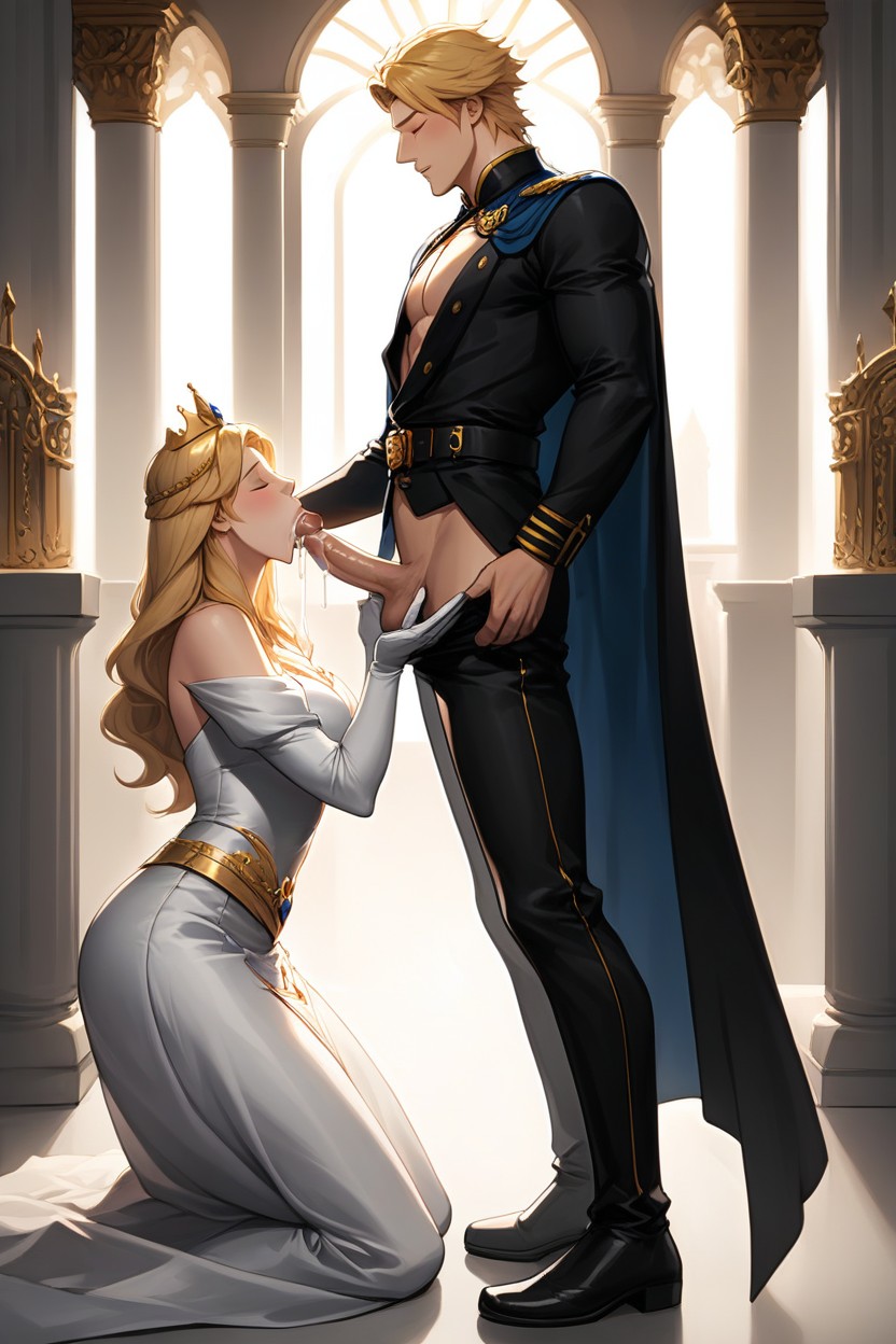 Woman Is Kneeling, Full Body View, Standing AI Gay Porn