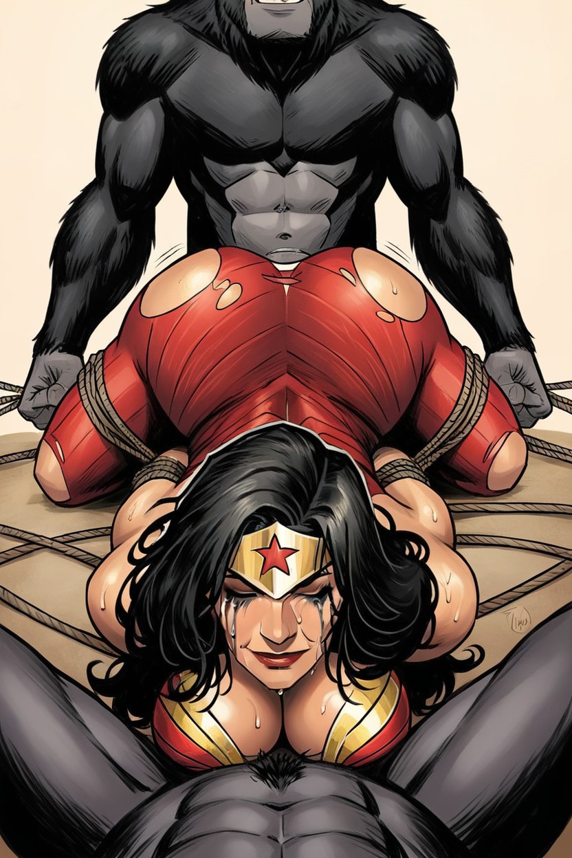 Wonder Woman, Hogtied, Laying On Stomach With Ass In Air AI Porn