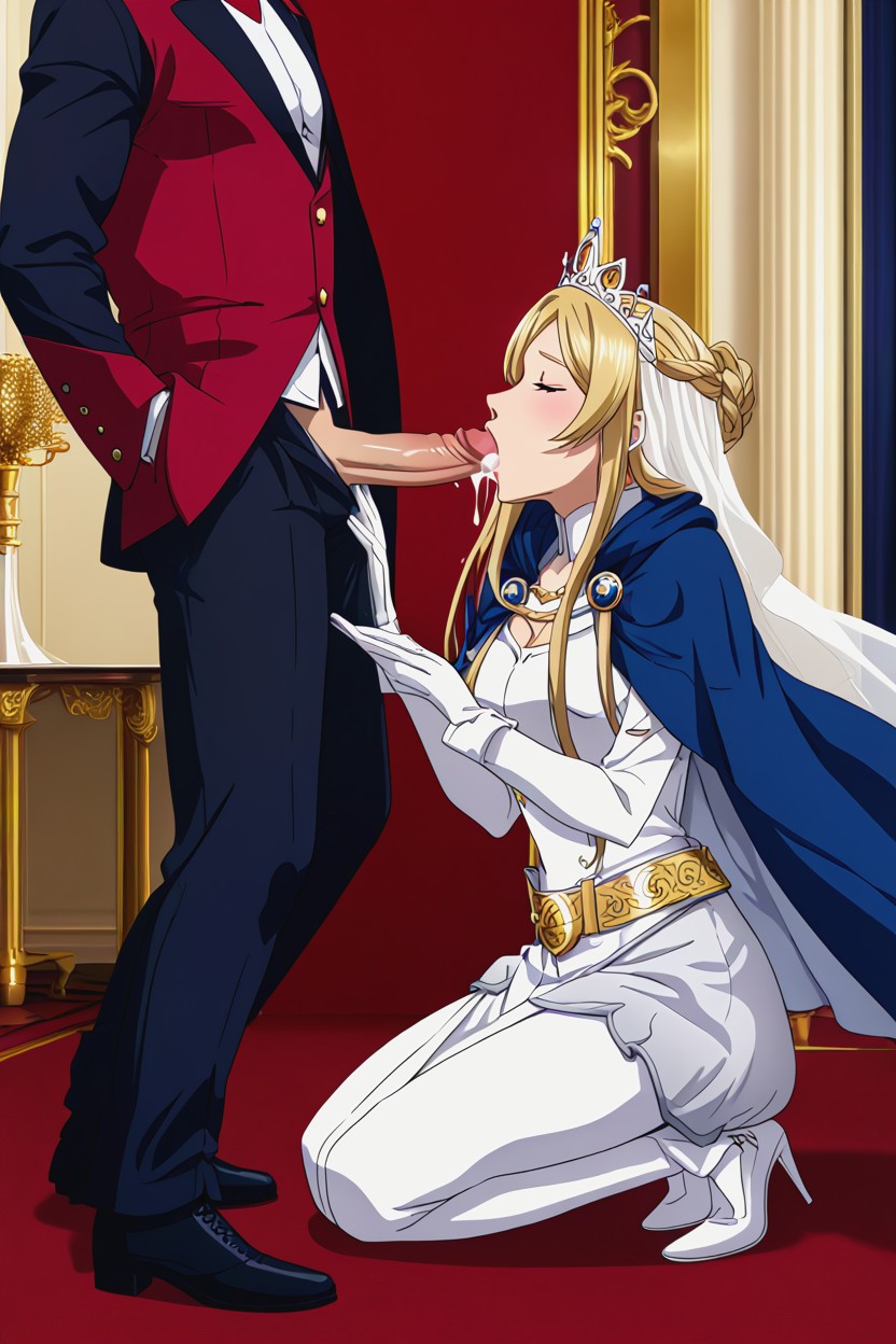Palace Interior Background, Open Fly, Giving A Blowjob To Man AI Gay Porn