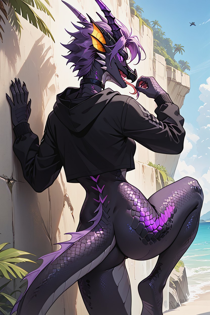 Close Up, Ender Dragonminecraft, Snake Tongue Out Furry AI Porn