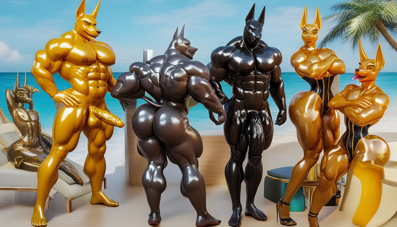 Oiled Skin, Sweaty, Sweaty Furry AI Porn