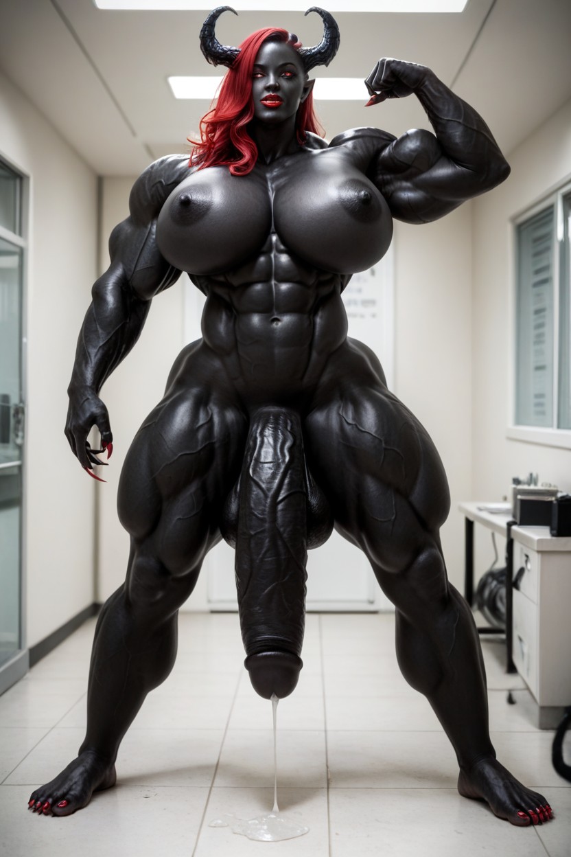 Bodybuilder, Red Lips, Red Hair Porno IA transsexuelle