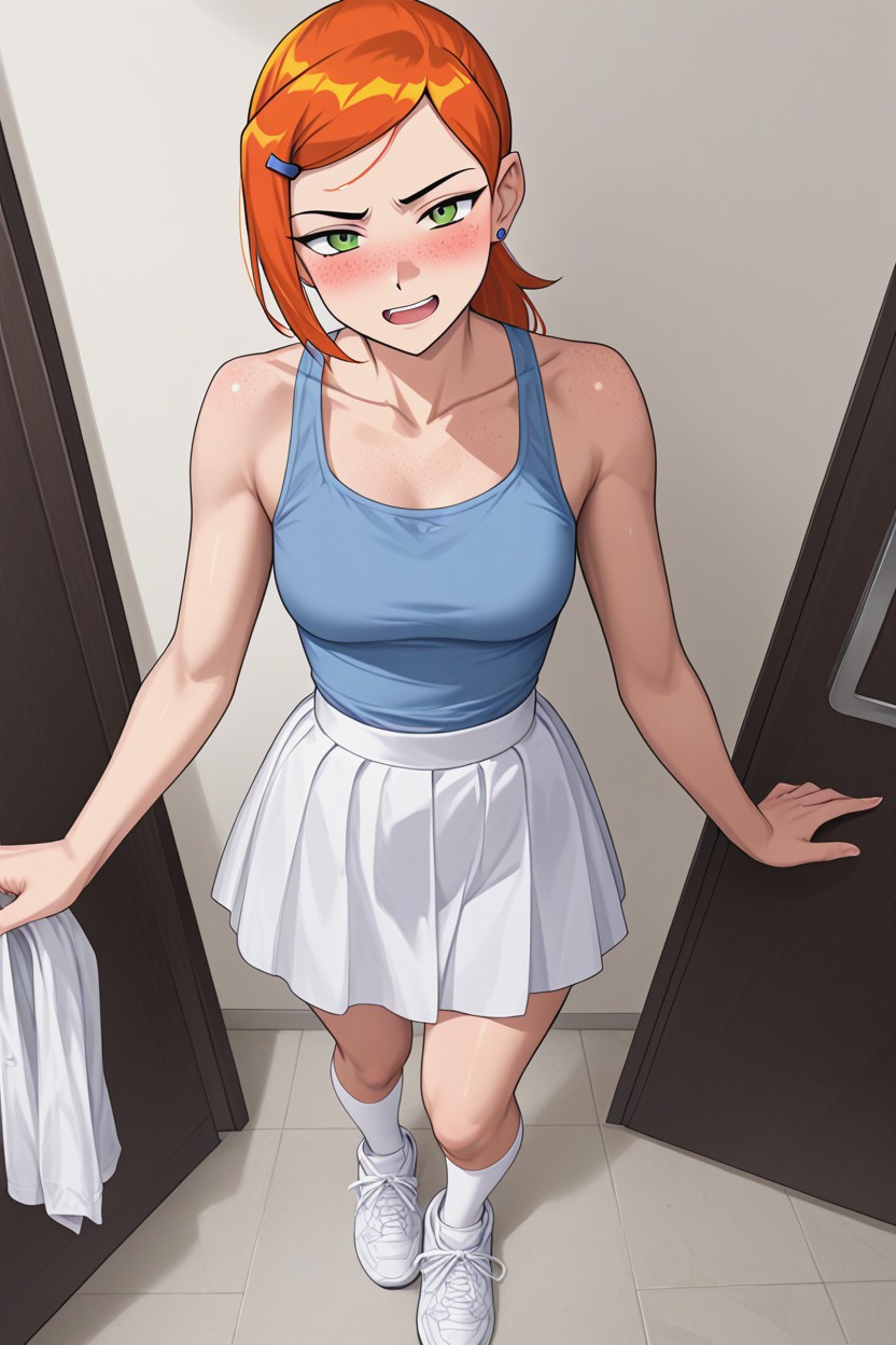 Freckles, Skinny, Skirt AI Porn