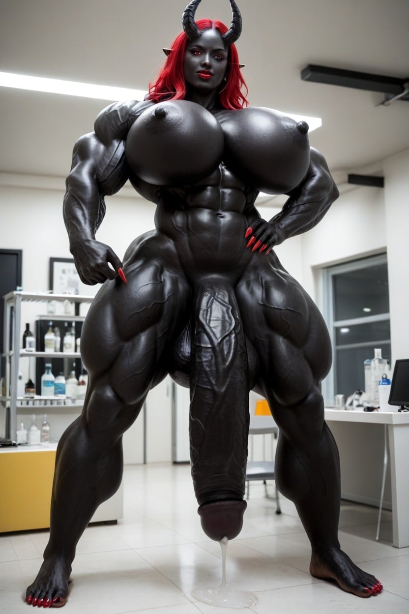 Black Cock Is Too Big, Black Barefoot, Gigantic Flaccid Black Cock Shemale AI Porn