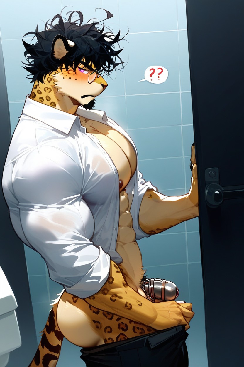 Muscular, Looking At Viewer, Gay Furry AI Porn
