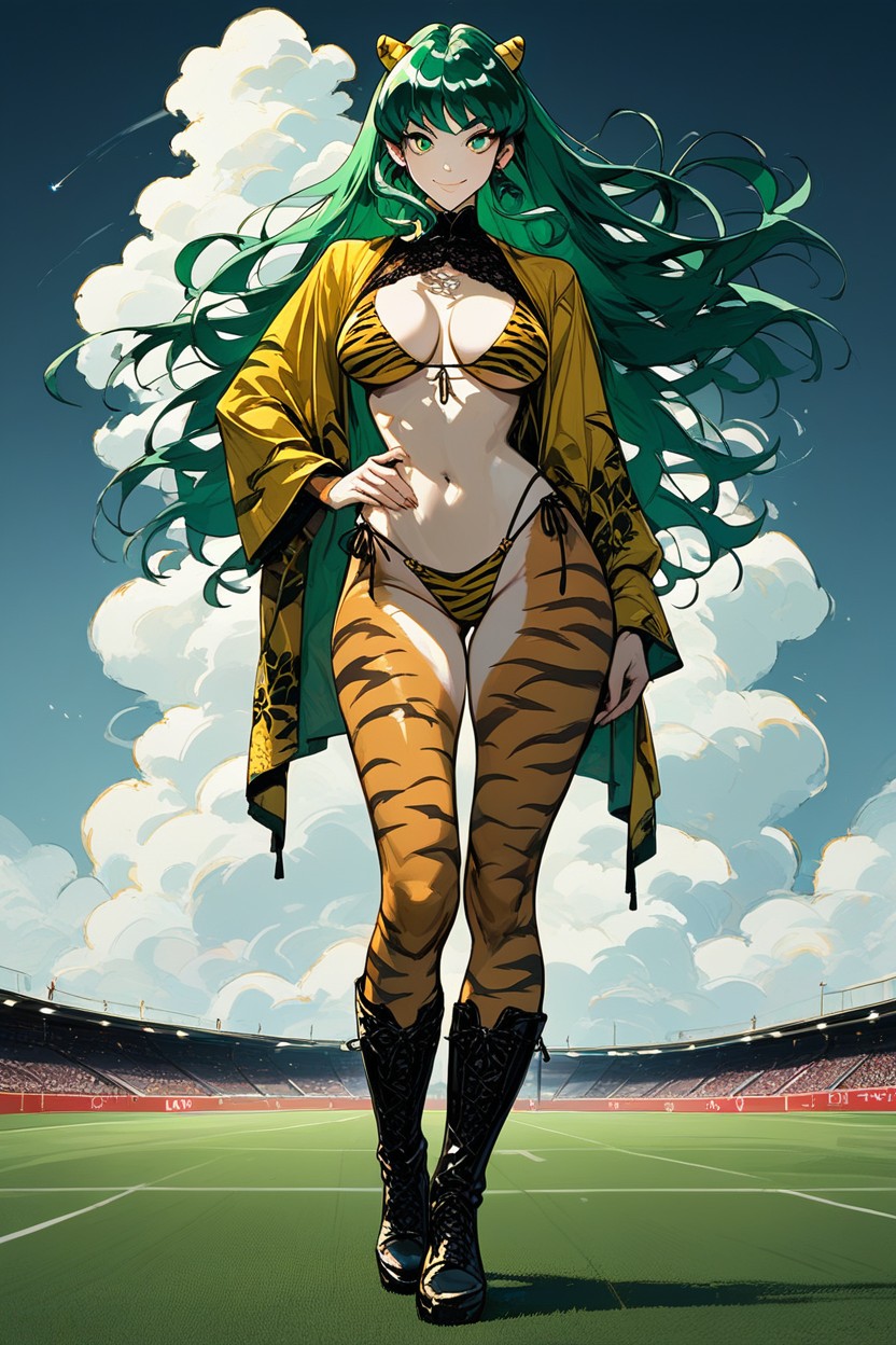Medium Breasts, Detailed, Dark Green Hair AI Porn