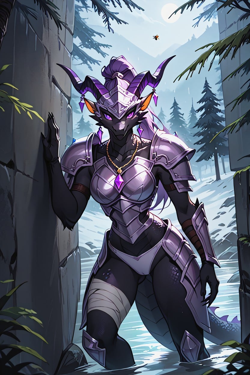 Black Armor, Black Scales, Shadows Furry AI Porn