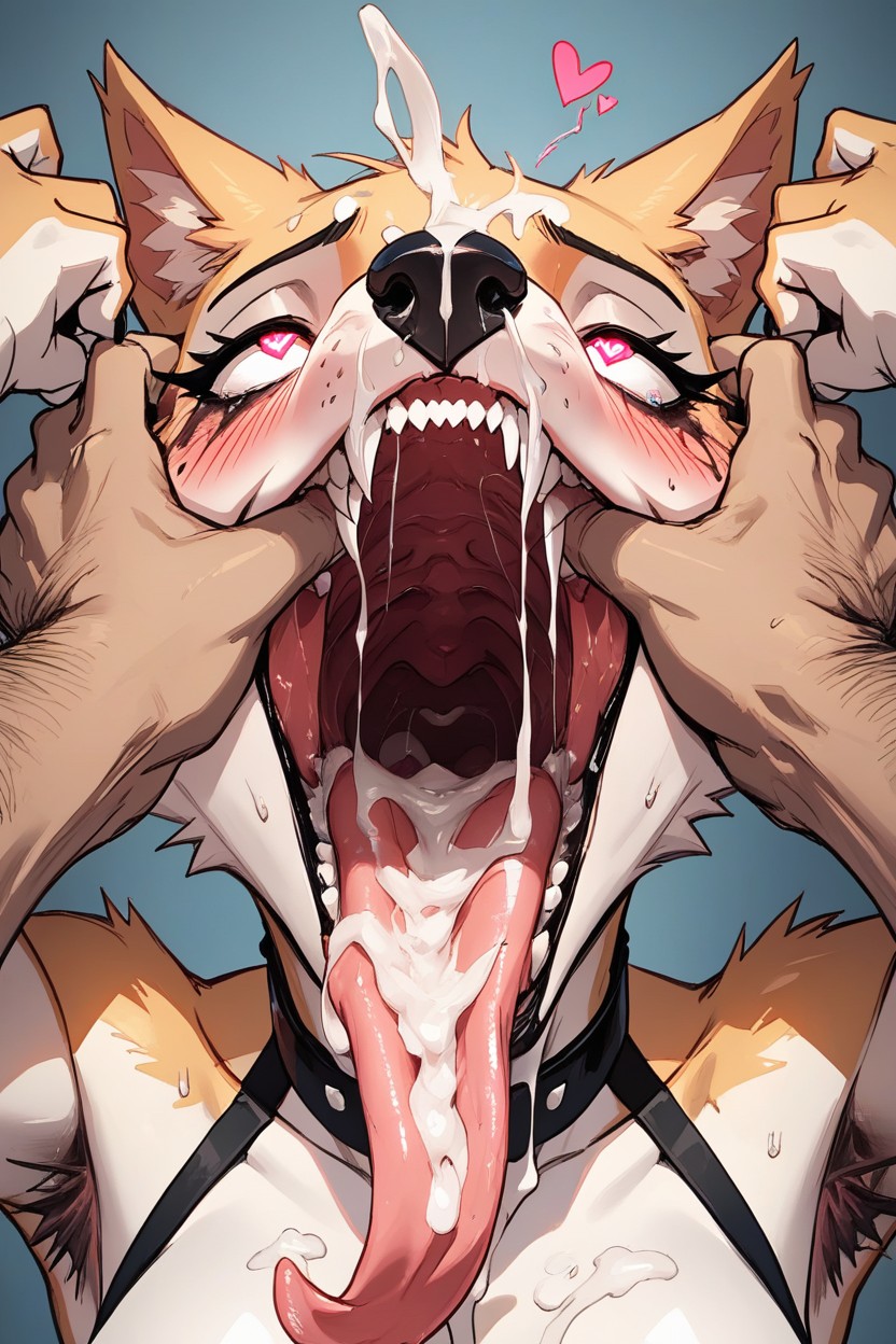 Blush, Fingers In Mouth, Cum In Nose Furry AI Porn