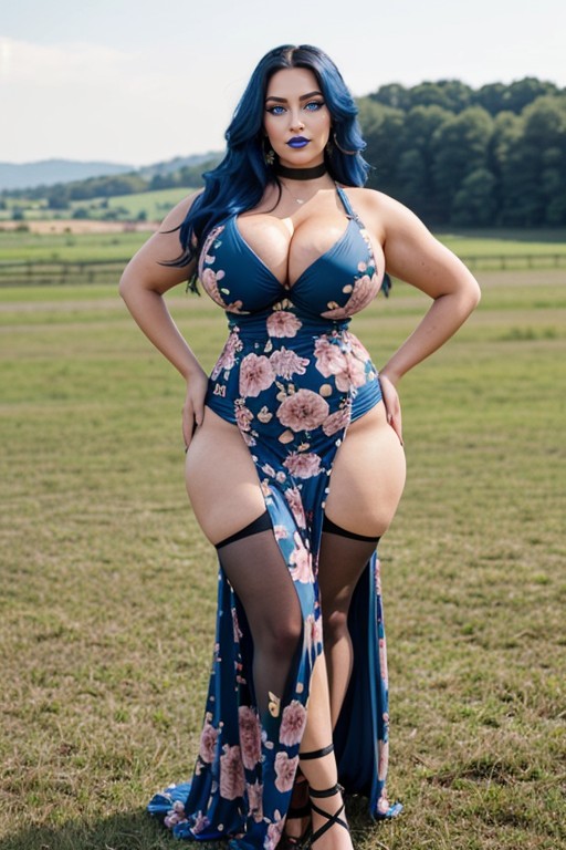 Long Wavy Hair, 18+, Hyper Gigantic Massive Hourglass Woman AI Porn