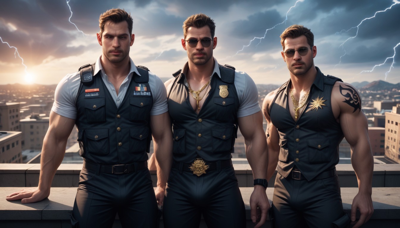 Boyish Charm, Shirtless Underneath, Army Tag AI Gay Porn
