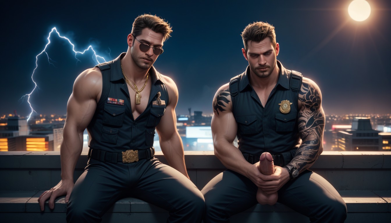 Lightning Tattoos On Neck, Motion Lines, Flaming Lightning Tattoos On Face Arms And Neck AI Gay Porn