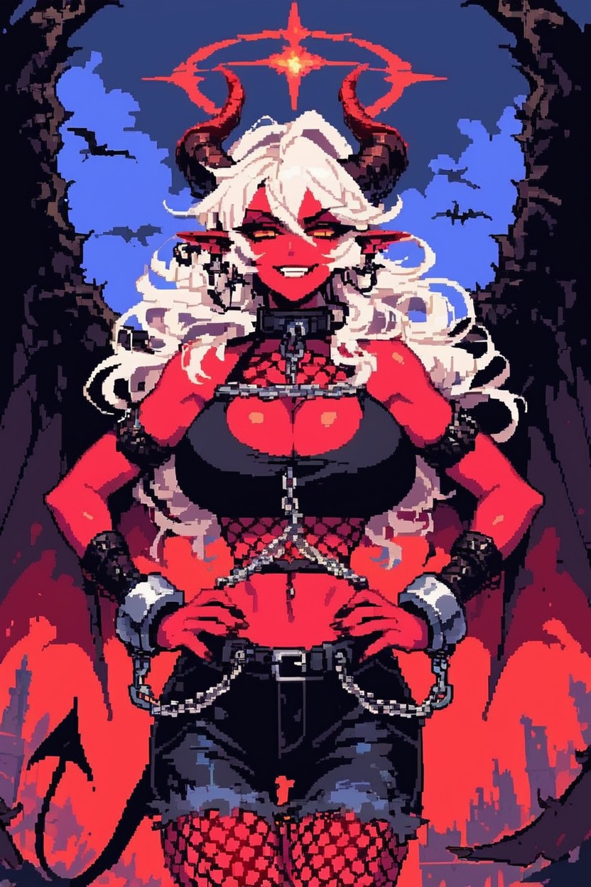 Chains Around Arms, Angel Wings, Hands On Hips Hentai AI Porn