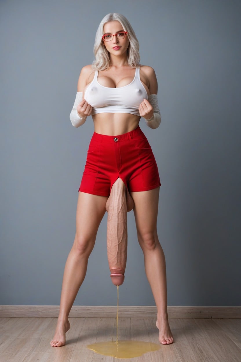 Tied Up In A Large Top Knot, Penis Touching Knees And Ankles, Impossibly Long Hyper Penis Shemale AI Porn