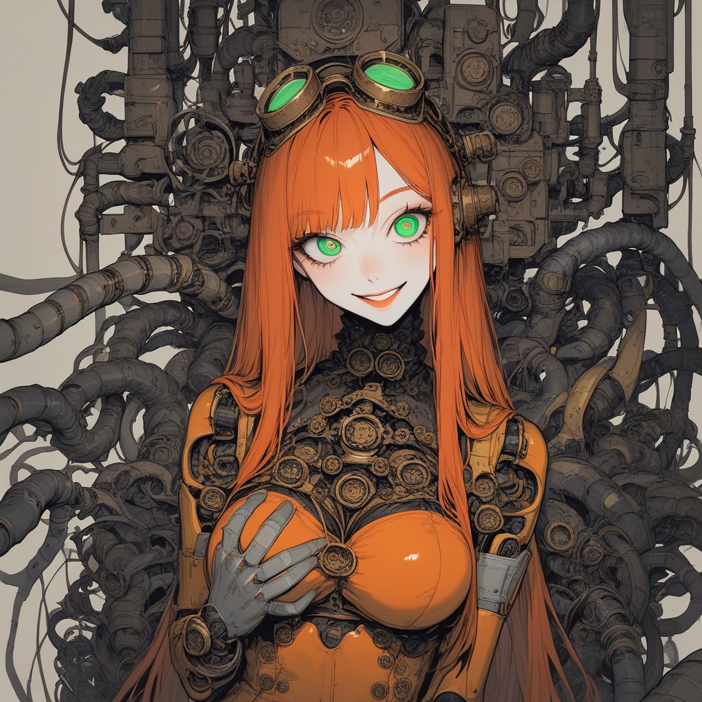 Green Eyes, Metal Cables, Sharp Hentai AI Porn