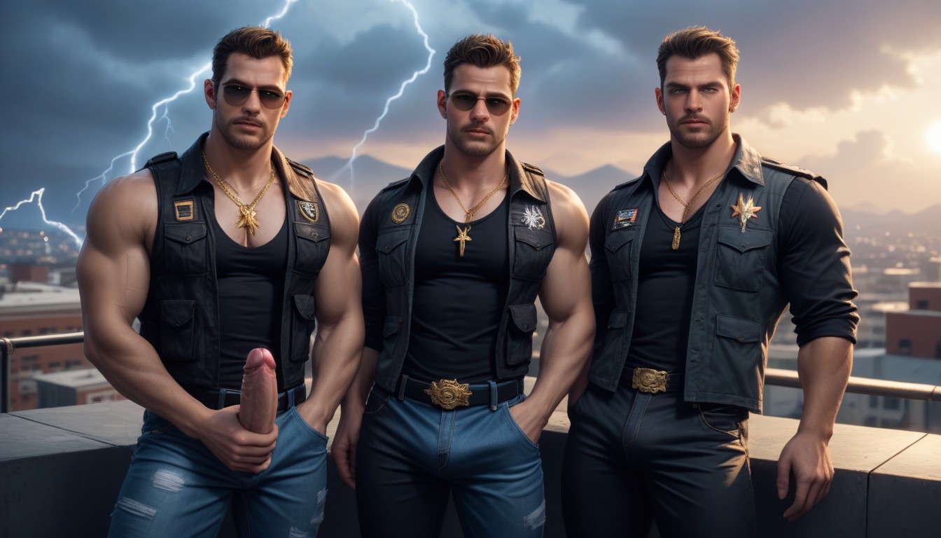 Lightning Realms, Blushing, Wearing Military Gear AI Gay Porn