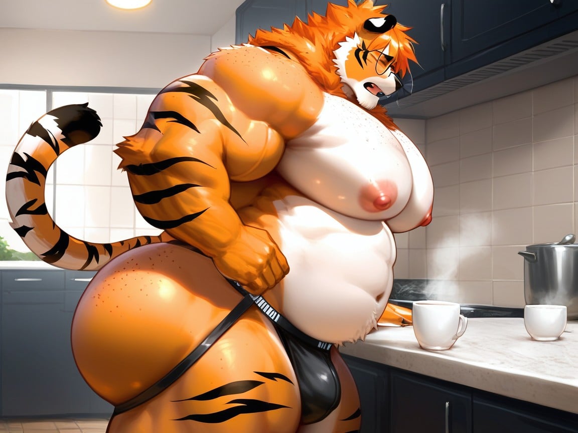 Thick Thighs, Orange Pubic Fur, Huge Biceps Furry AI Porn