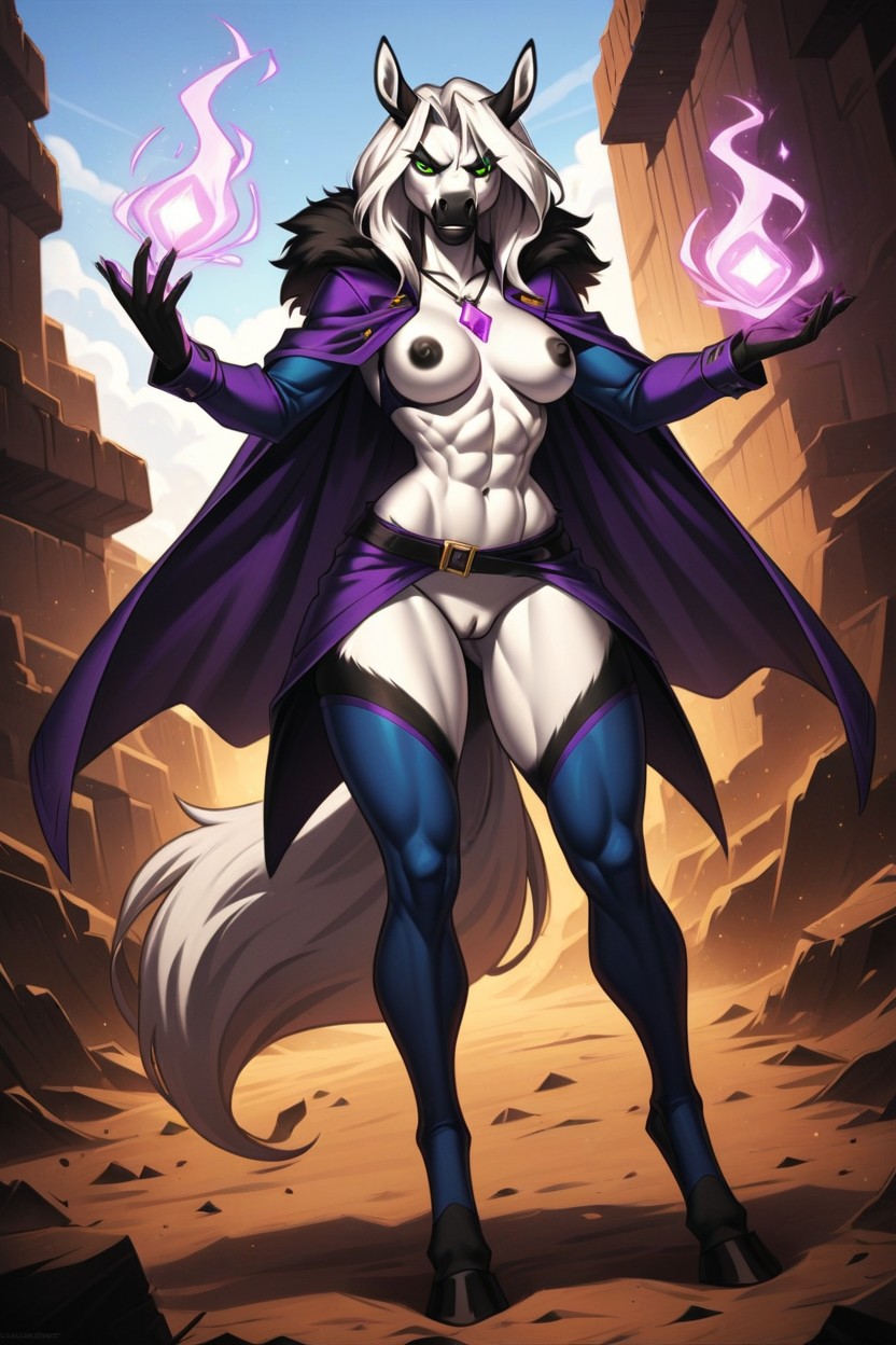 18+, Green Eyes, White Body Furry AI Porn