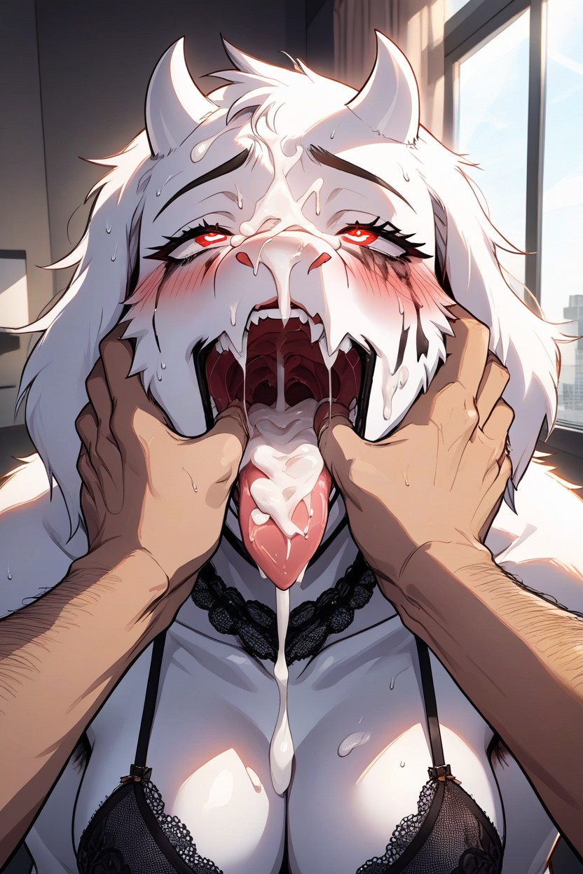 Cum On Face, Saliva Dripping Down, Of Joy Furry AI Porn