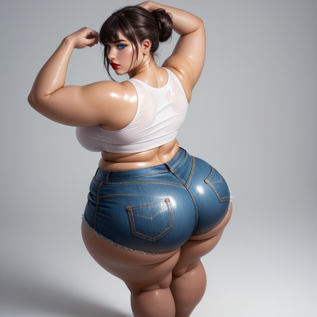 Big Huge Ass, Crop Top, Top Down BBW AI Porn