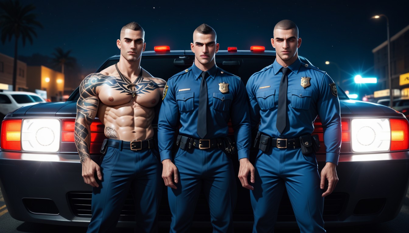 2 People, Policeman Suit, 25+ AI Gay Porn