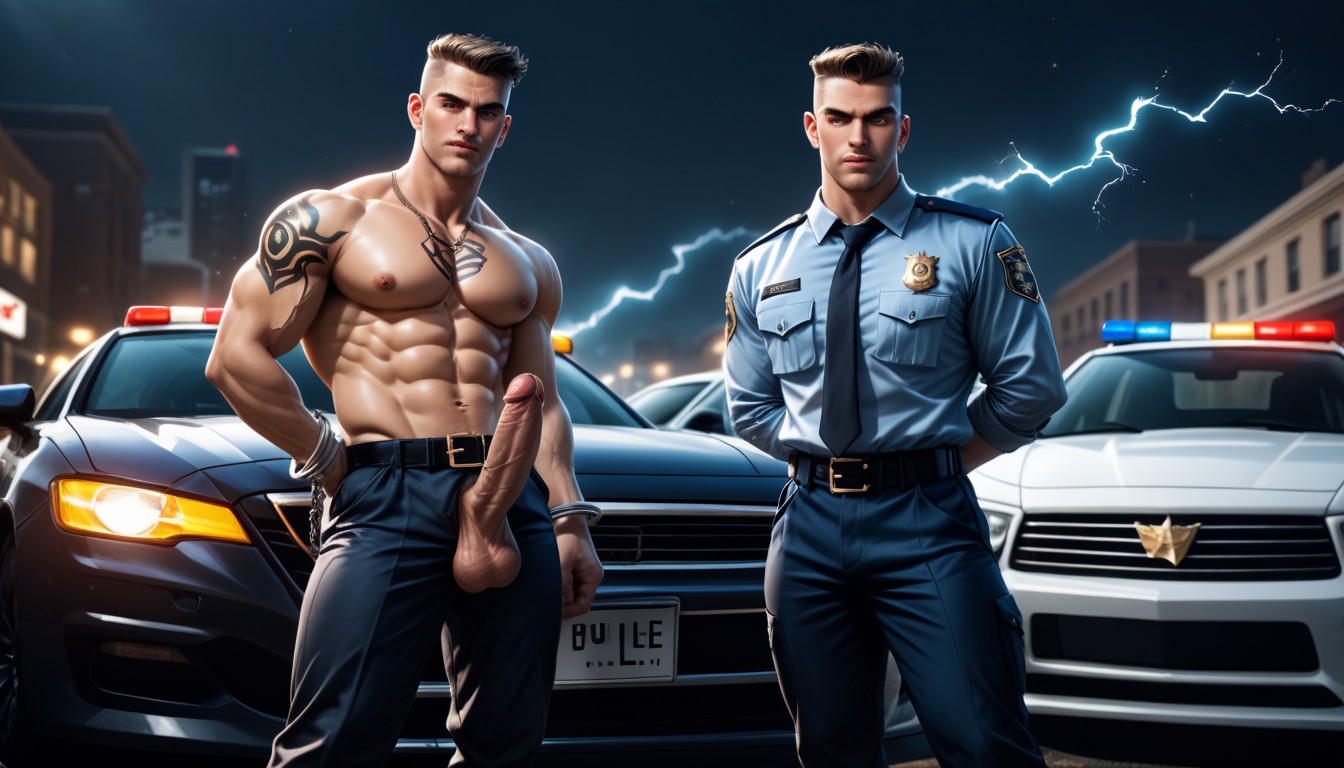 No Underwear, Outside, Black Background AI Gay Porn