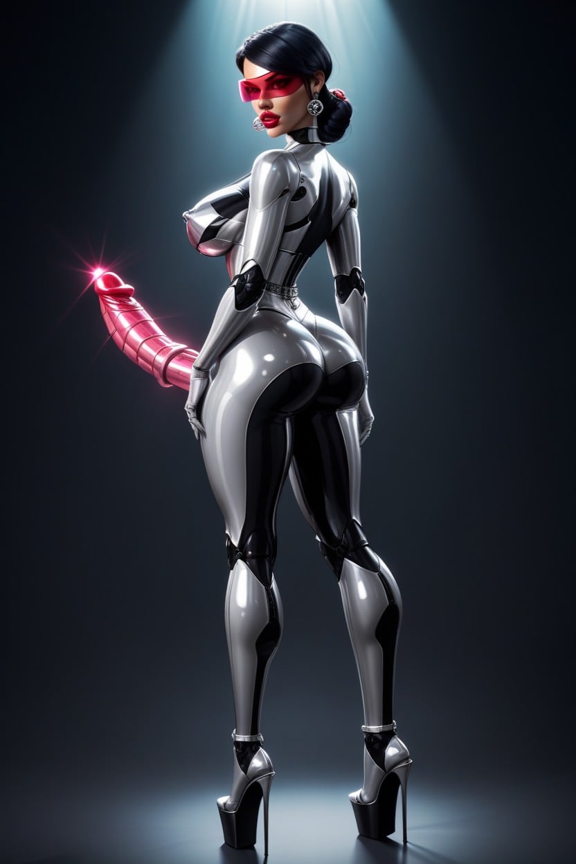Lumière Dure, Platform High Heels, From Neck To Toe Shiny And Metallic Marinette Dupain-cheng Metallic Breasts Porno IA transsexuelle