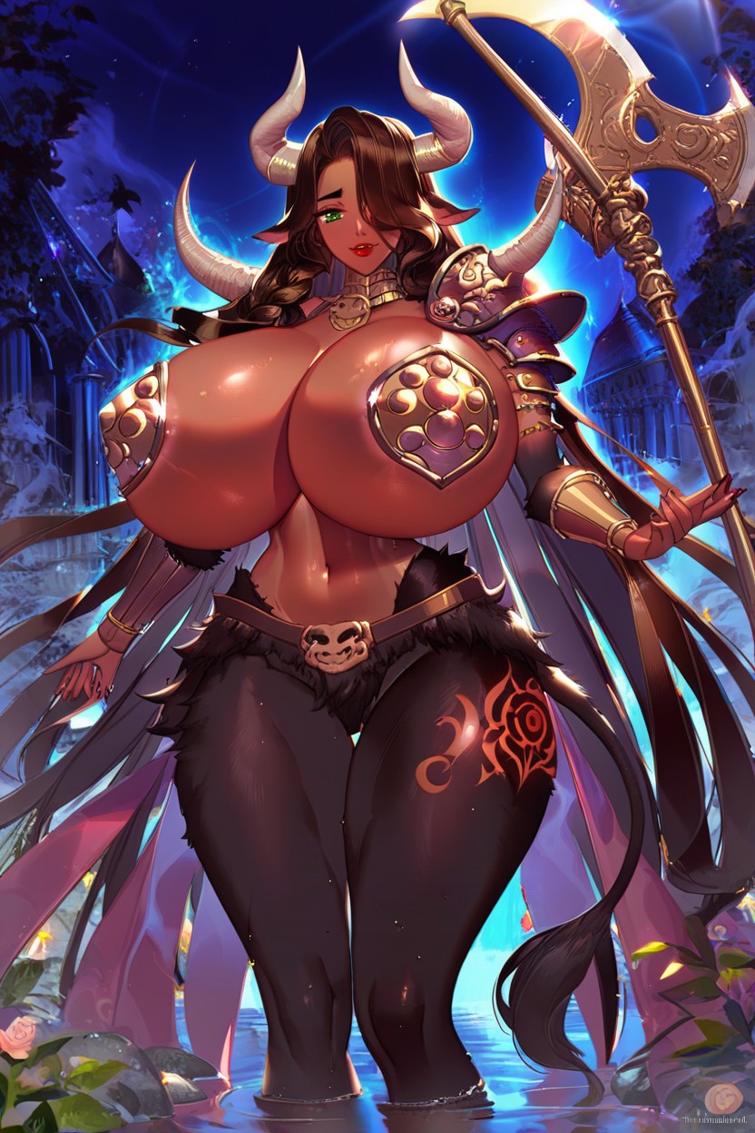 Black Fur Legs, Glowing Tattoos, Wavy Hair AI Porn