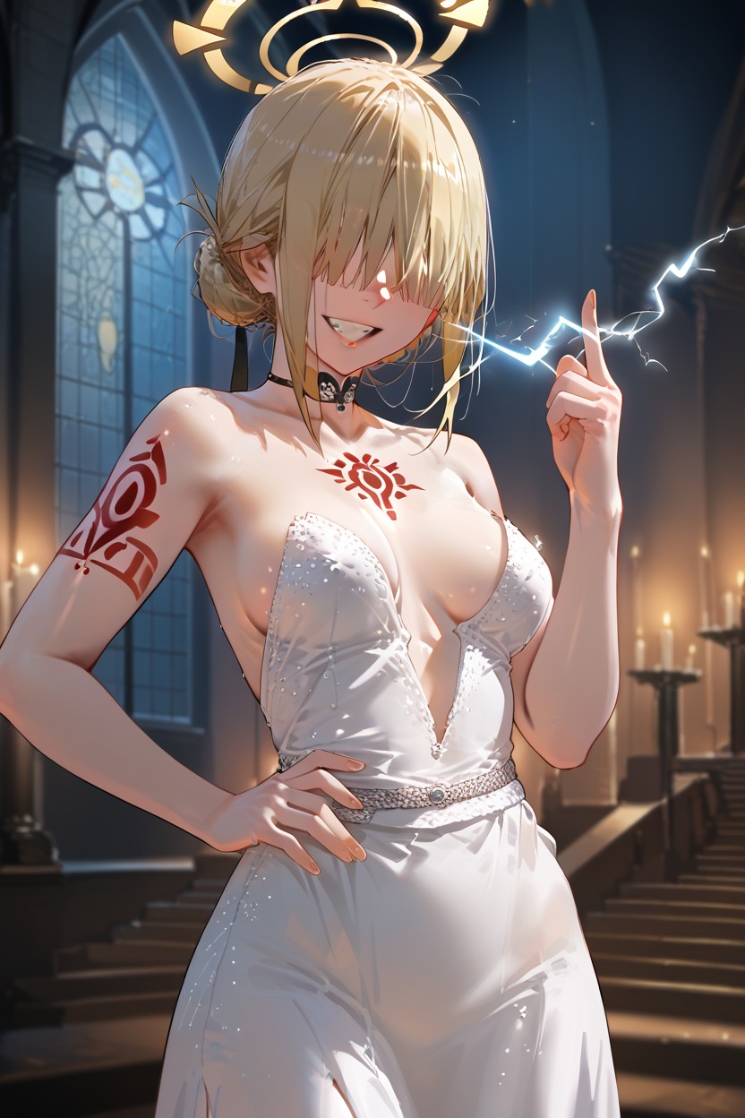 Blonde Hair, Standing, Dynamic Pose Hentai AI Porn