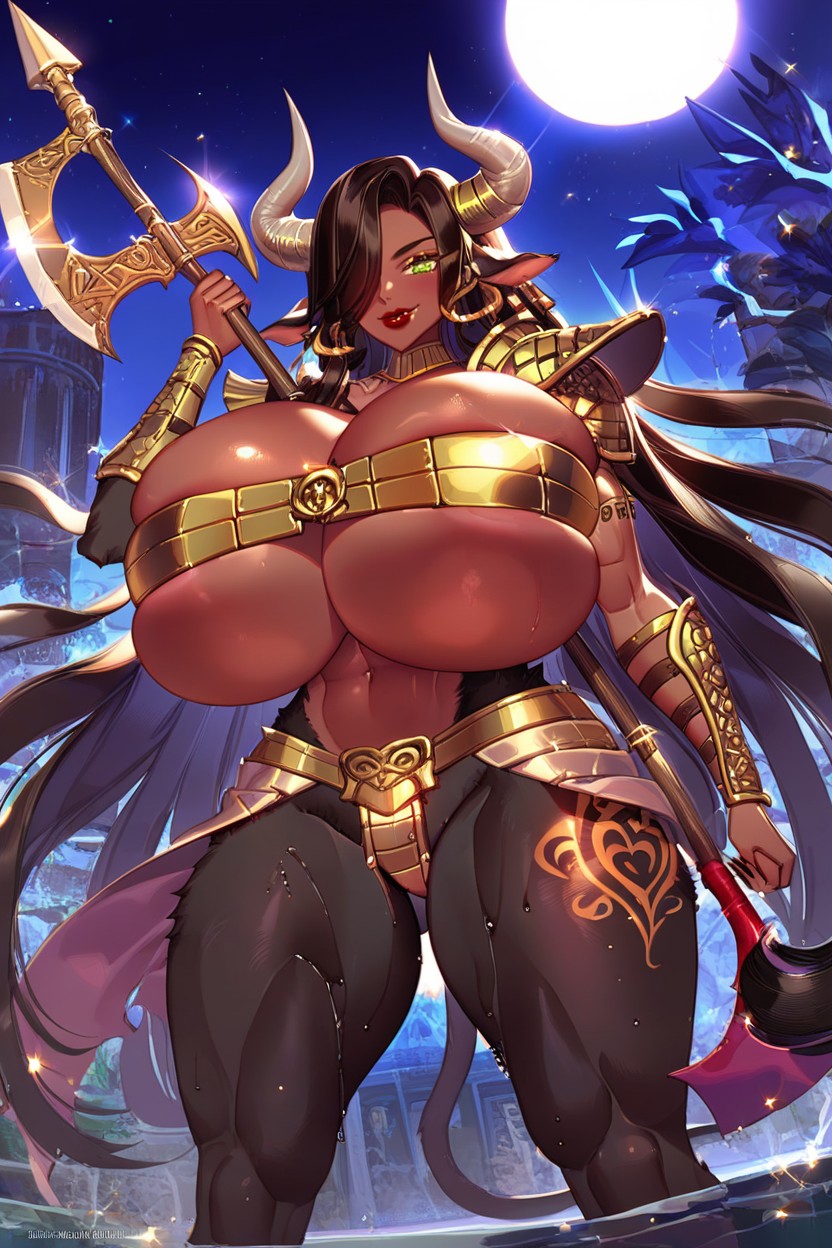 Standing, Black Fur On Crotch, Ebony Brown Skin AI Porn