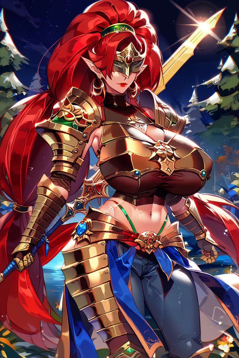 Gold Cuirass Armor On Chest, Huge Ass, Hyper Breasts Hentai AI Porn