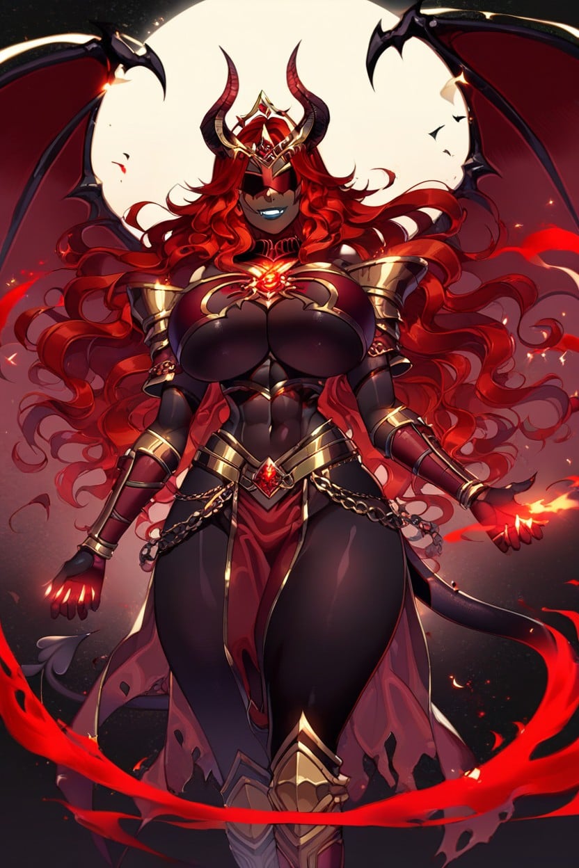 "the Fire Keeper From Dark Souls ", Huge Sexy Succubus Wings, Slightly Muscular Ebony AI Porn