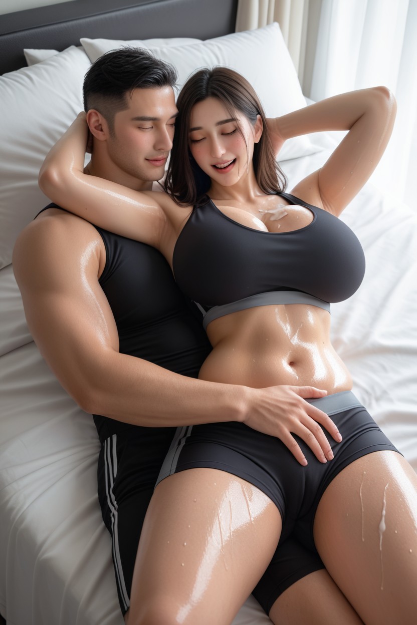 Nach Dem Sex, Black Hair, Moody And Elegant Atmosphere Asiatischer KI Porno