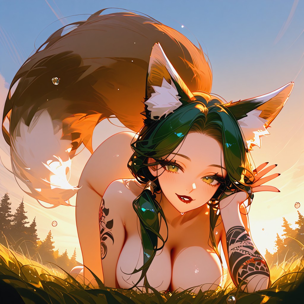 Fox Woman, Sunrise, Rounded Ass Hentai AI Porn