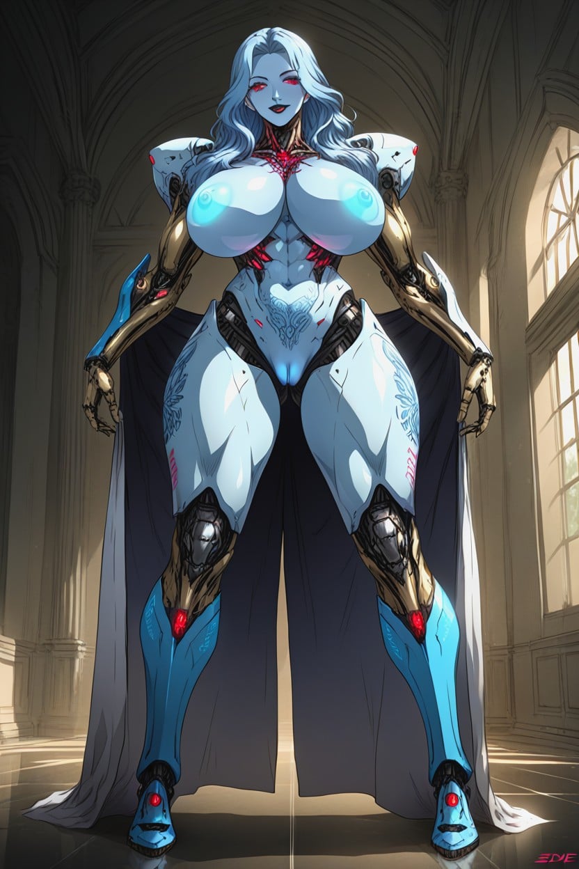 Naked, Red Eyes, Shoulder Length Hair Hentai AI Porn