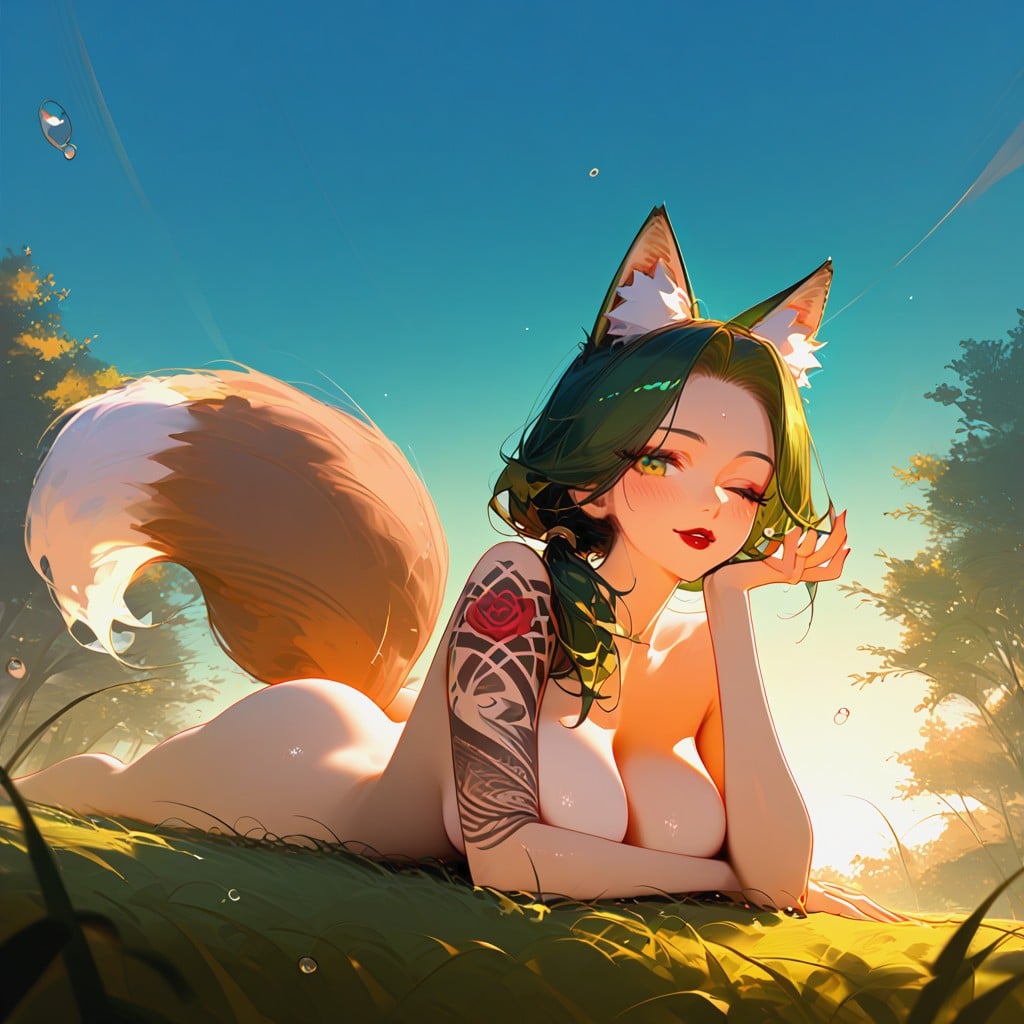 Cat Pose, Trees, Arm Tattoos Hentai AI Porn